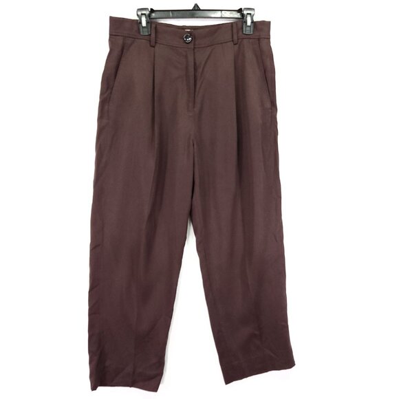 The Reset R Label Trouser Pant Size Medium Pleated Slouchy Cropped Brown Trouser - Picture 1 of 13